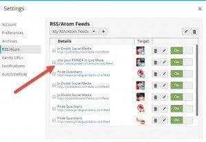 hootsuite rss feed set up